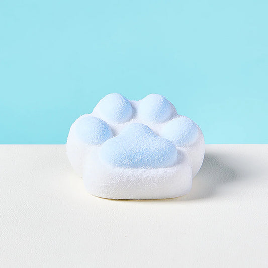 Flocked White-blue Paw Taba Squishy