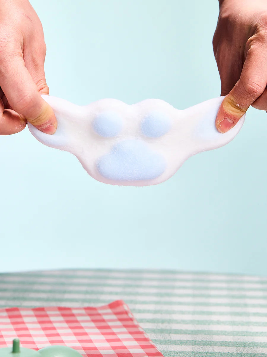 Flocked White-blue Paw Taba Squishy