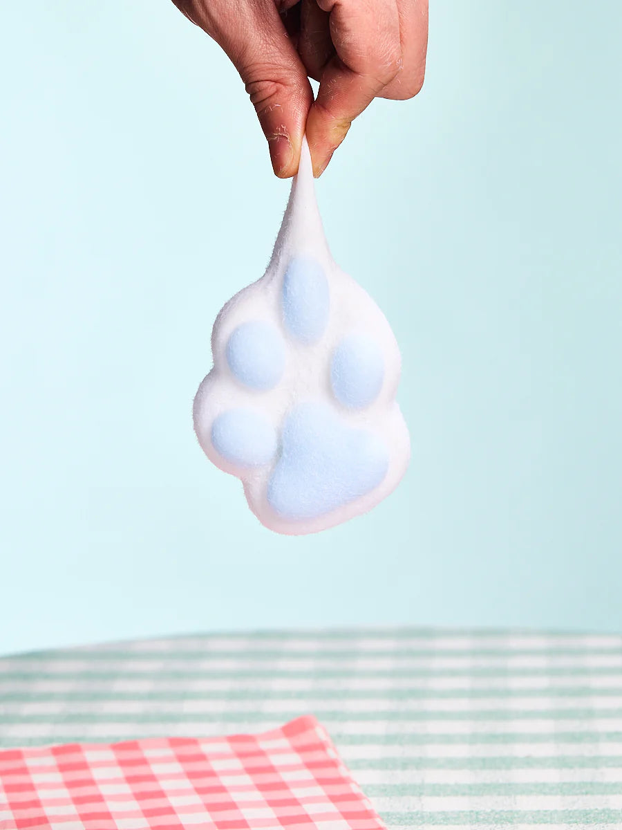 Flocked White-blue Paw Taba Squishy