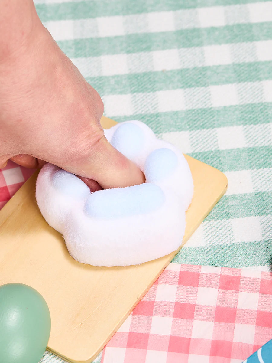 Flocked White-blue Paw Taba Squishy