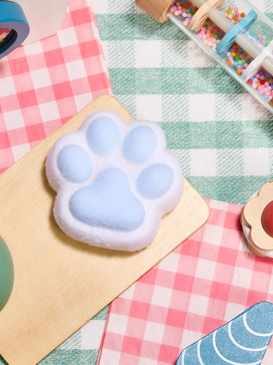 Flocked White-blue Paw Taba Squishy