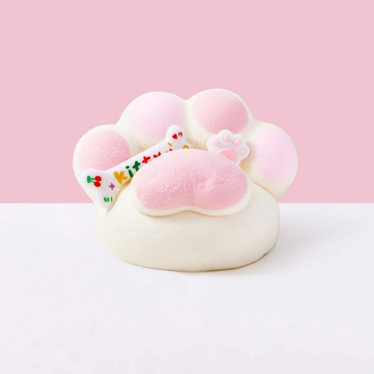 Flocked White-pink Heart Paw Taba Squishy