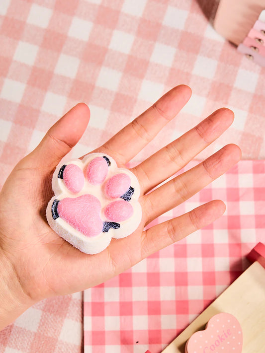 Flocked White-pink Paw Taba Squishy