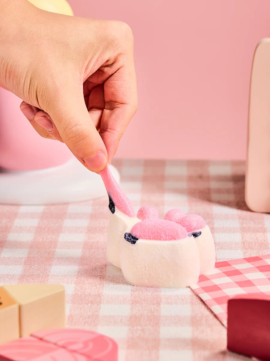 Flocked White-pink Paw Taba Squishy