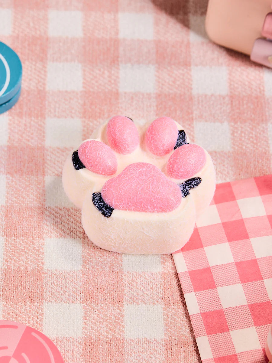 Flocked White-pink Paw Taba Squishy