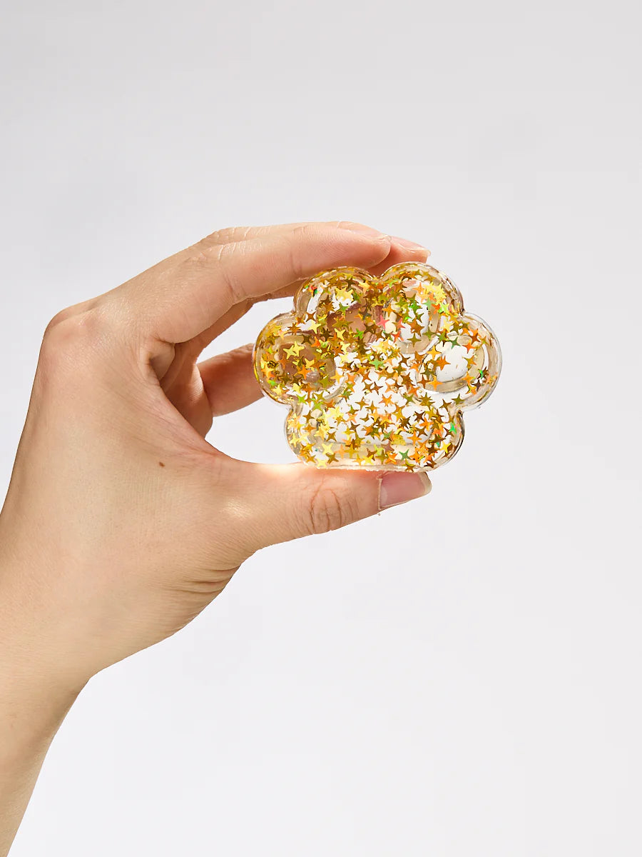 Foil Flakes Gold Paw Taba Squishy