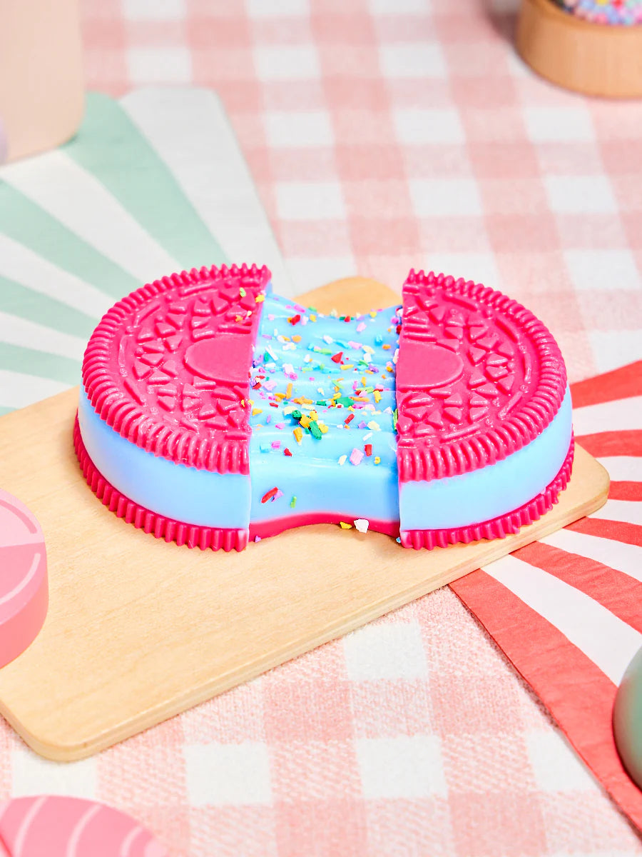 Fuchsia-blue Stretchy Cookie Sandwich Taba Squishy