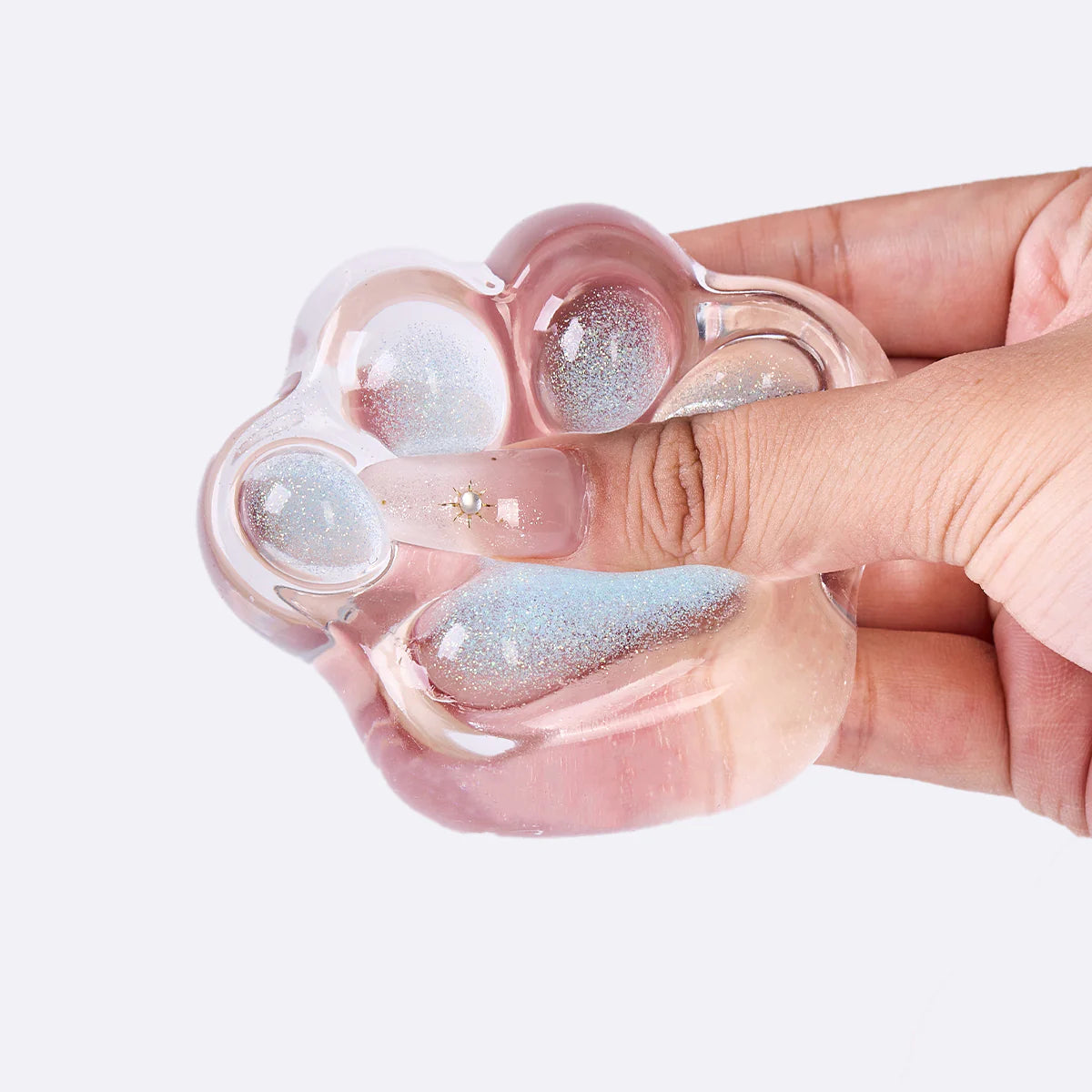Glitter Clear-blue Paw Taba Squishy