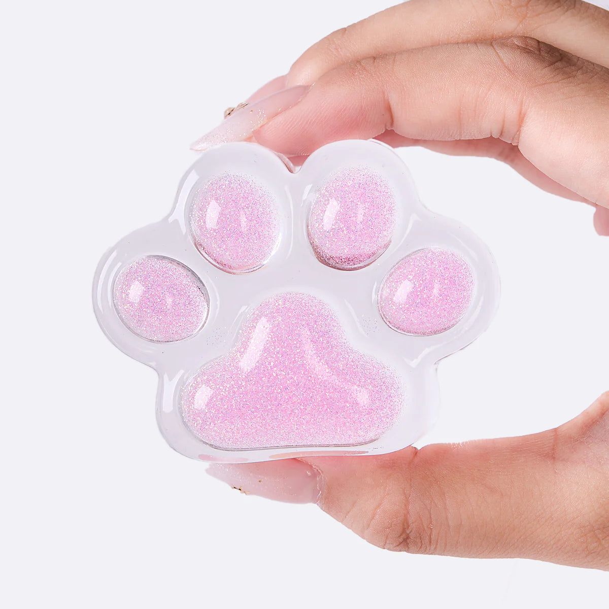 Glitter Clear-fuchsia Paw Taba Squishy
