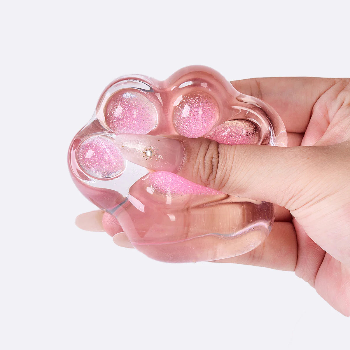 Glitter Clear-fuchsia Paw Taba Squishy
