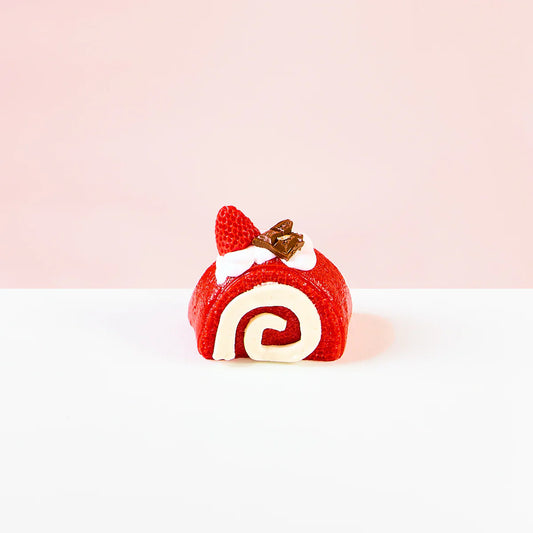 Red Strawberry Swiss Roll Taba Squishy