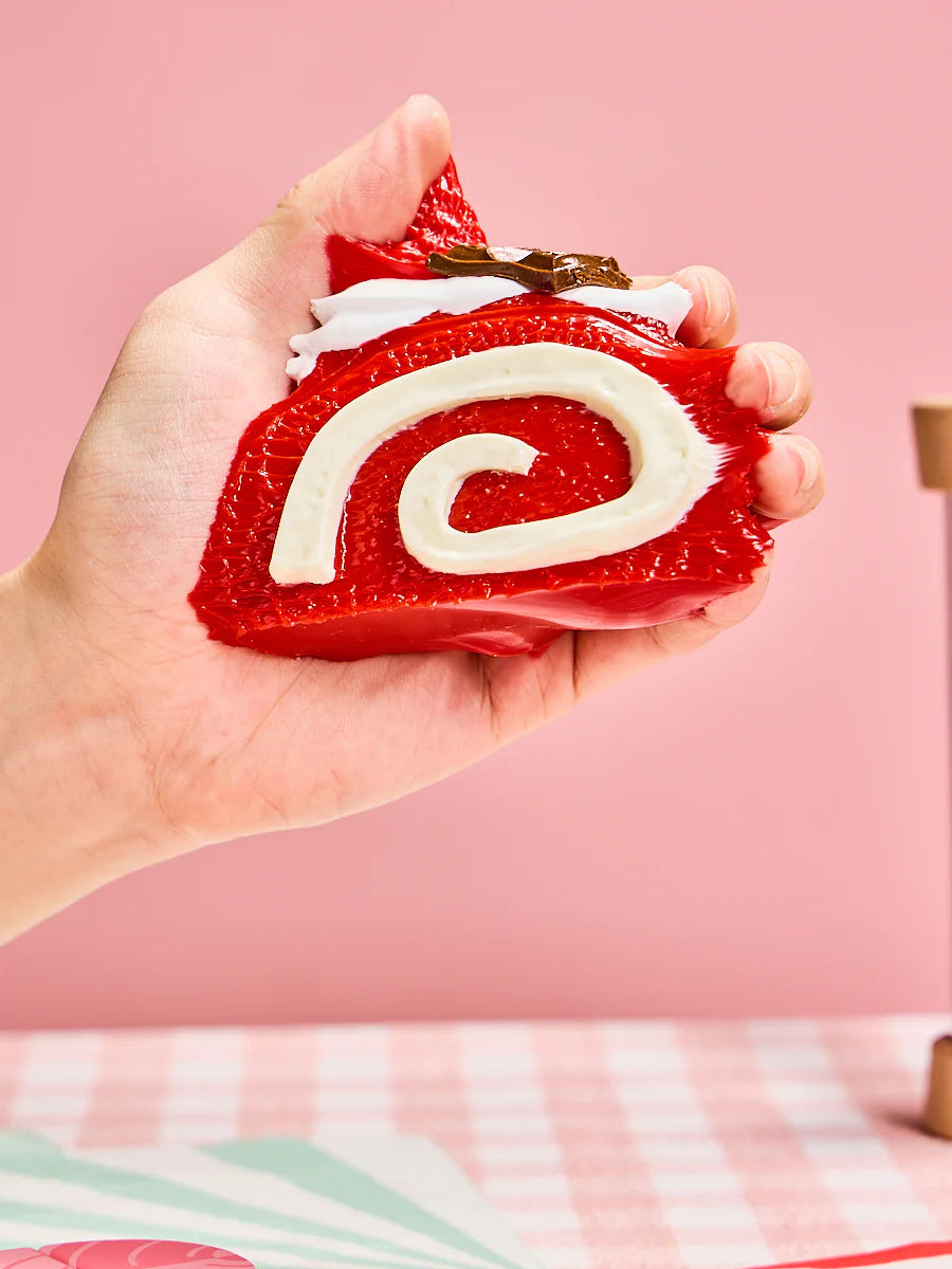 Red Strawberry Swiss Roll Taba Squishy
