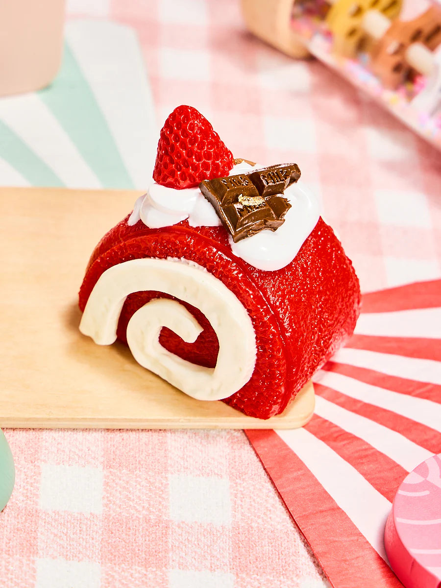 Red Strawberry Swiss Roll Taba Squishy