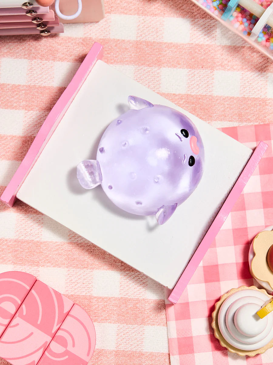Transparent-purple Pufferfish Taba Squishy
