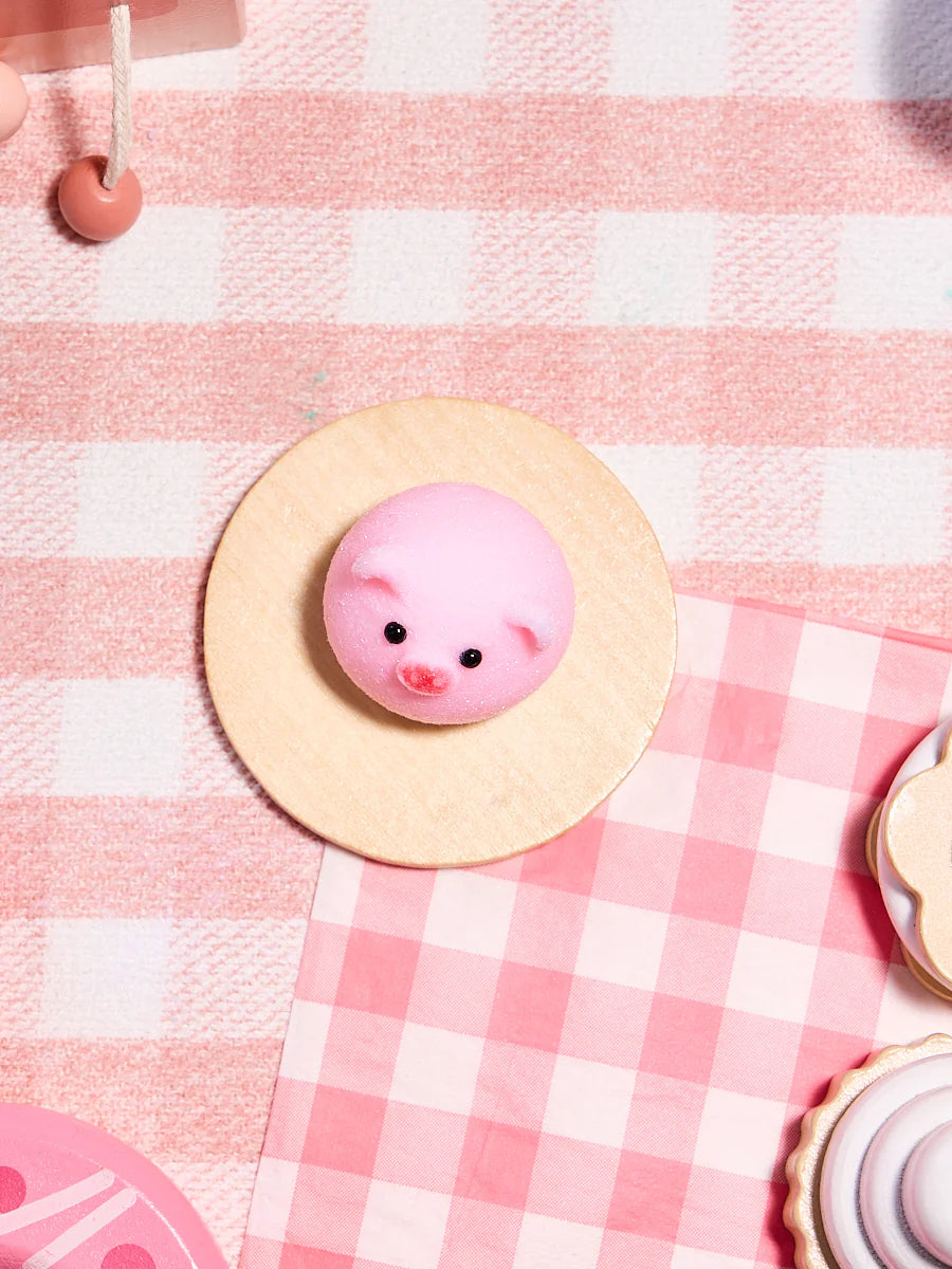 Flocked Mini Pink Pig Ball Squeeze Toy