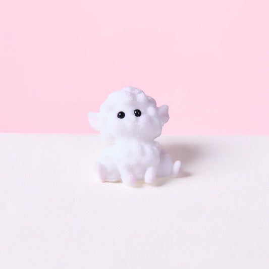Flocked Mini White Lamb Taba Squishy