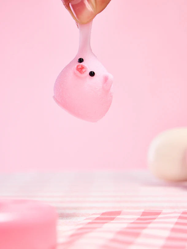 Flocked Mini Pink Pig Ball Squeeze Toy