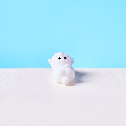 Flocked Mini White Lamb Taba Squishy