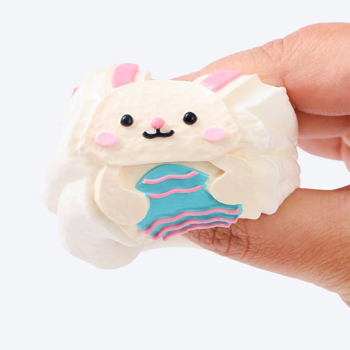 Pink Rabbit Holding Easter Egg