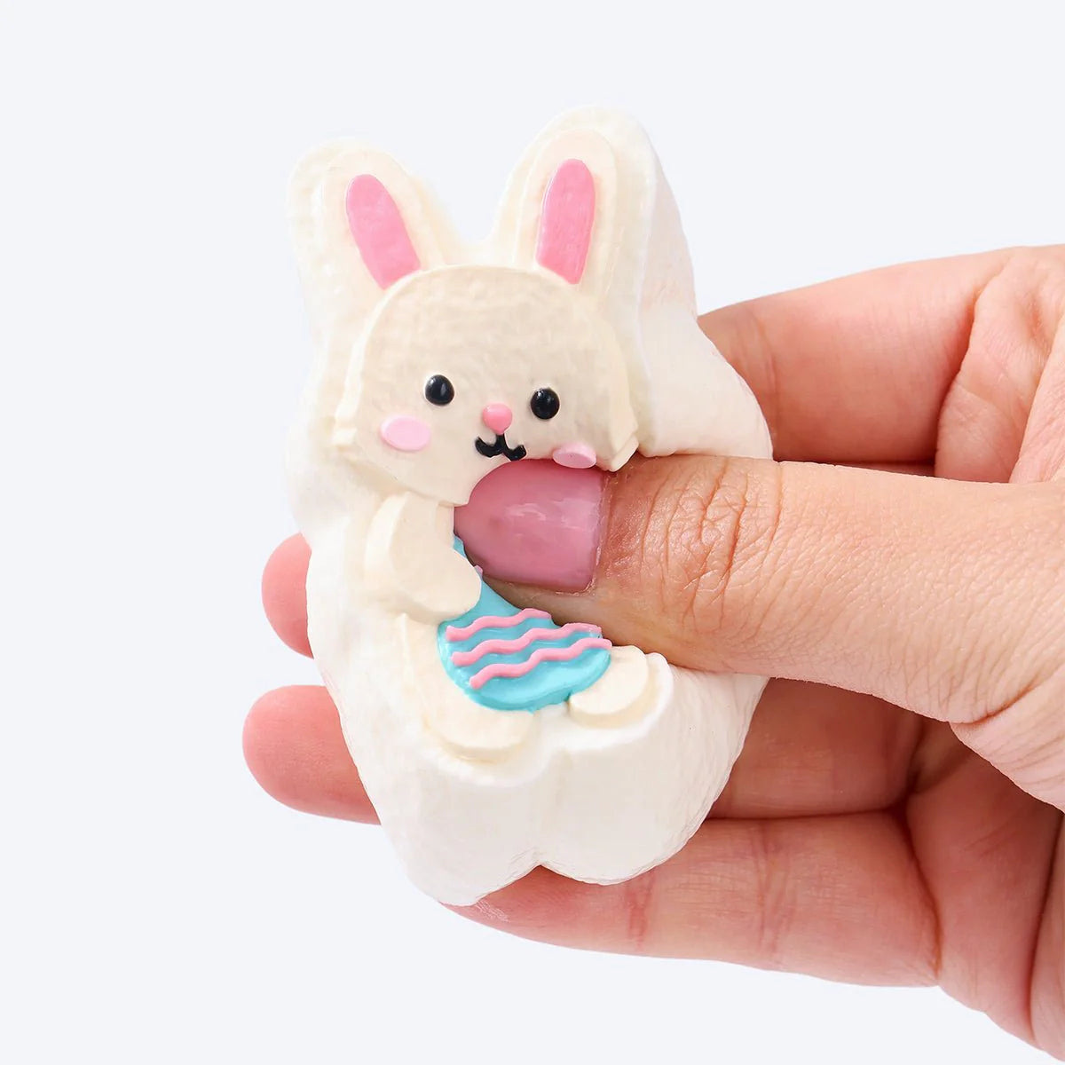 Pink Rabbit Holding Easter Egg