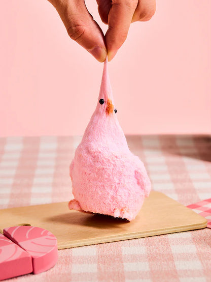 Floced Pink Chick Squeeze Toy