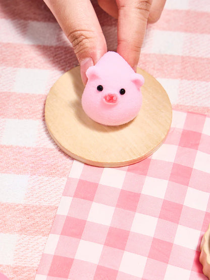 Flocked Mini Pink Pig Ball Squeeze Toy