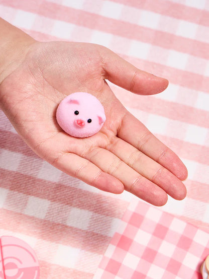 Flocked Mini Pink Pig Ball Squeeze Toy