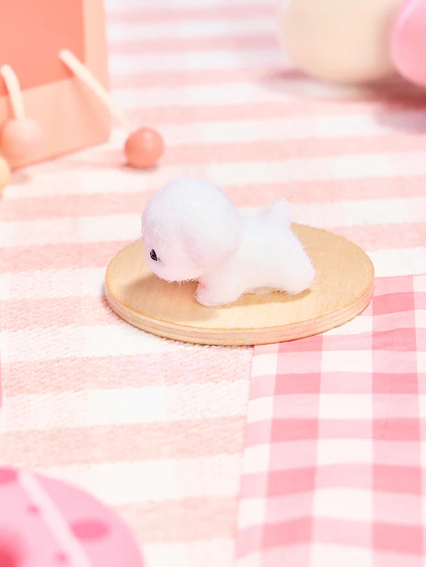 Flocked Mini White Dog Squeeze Toy