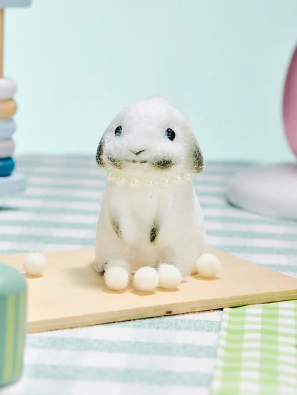 Flocked White-Grey Bunny Squeeze Toys
