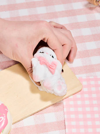 White Cat with Pink Bow Squeeze Toys