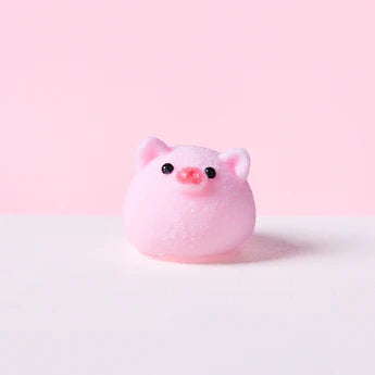 Flocked Mini Pink Pig Ball Squeeze Toy