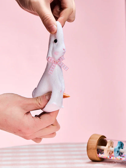 Flocked Cute Bunny with Bow Taba Squishy
