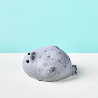 Flocked Cute Grey Seal with Dots Squeeze Toy