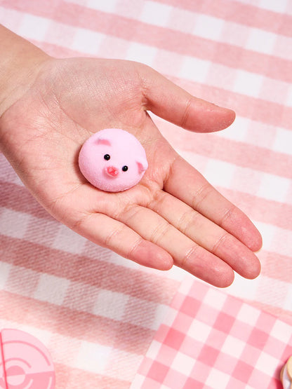 Flocked Mini Pink Pig Ball Taba Squishy