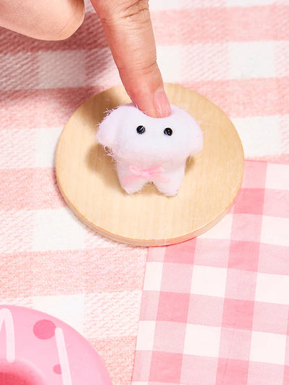 Flocked Mini White Dog Squeeze Toy