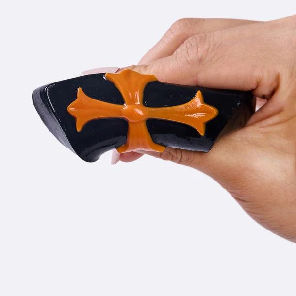 Black Pentagram with Orange Cross Taba Squishy