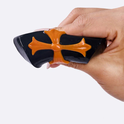 Black Pentagram with Orange Cross Taba Squishy