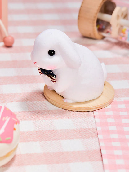 Flocked Cute Bunny with Bow Taba Squishy