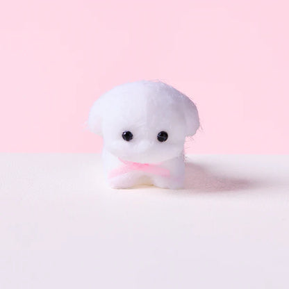 Flocked Mini White Dog Squeeze Toy