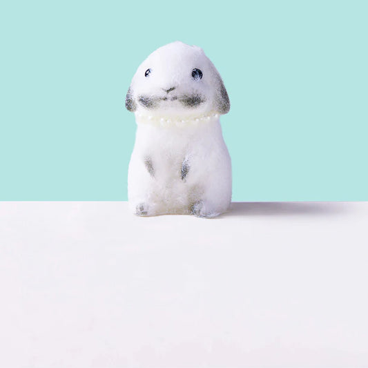 Flocked White-Grey Bunny Squeeze Toys