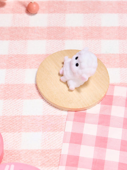 Flocked Mini White Lamb Taba Squishy