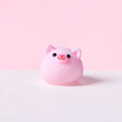 Flocked Mini Pink Pig Ball Taba Squishy