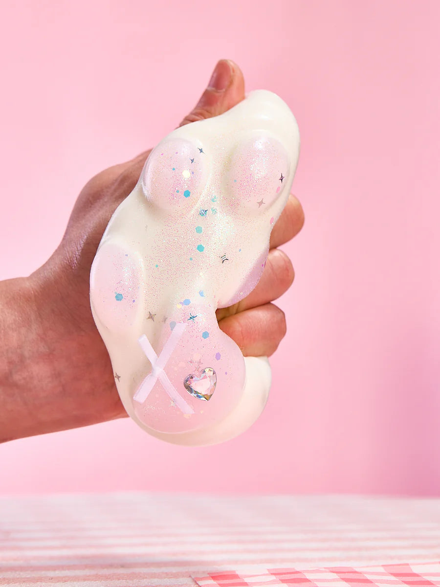 Big Bling White-pink Paw Taba Squishy