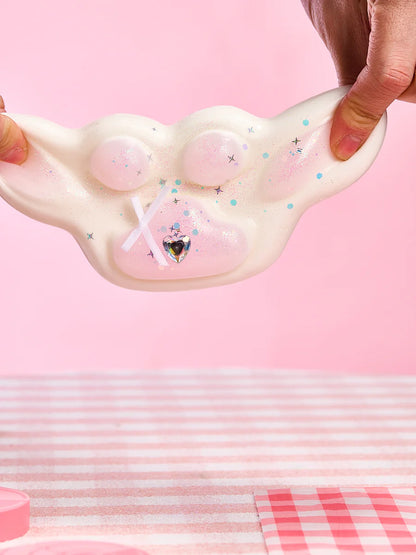 Big Bling White-pink Paw Taba Squishy