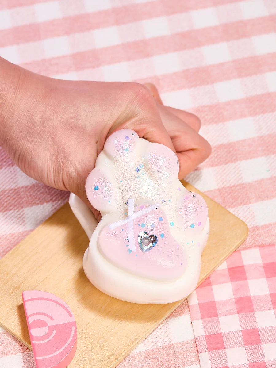 Big Bling White-pink Paw Taba Squishy