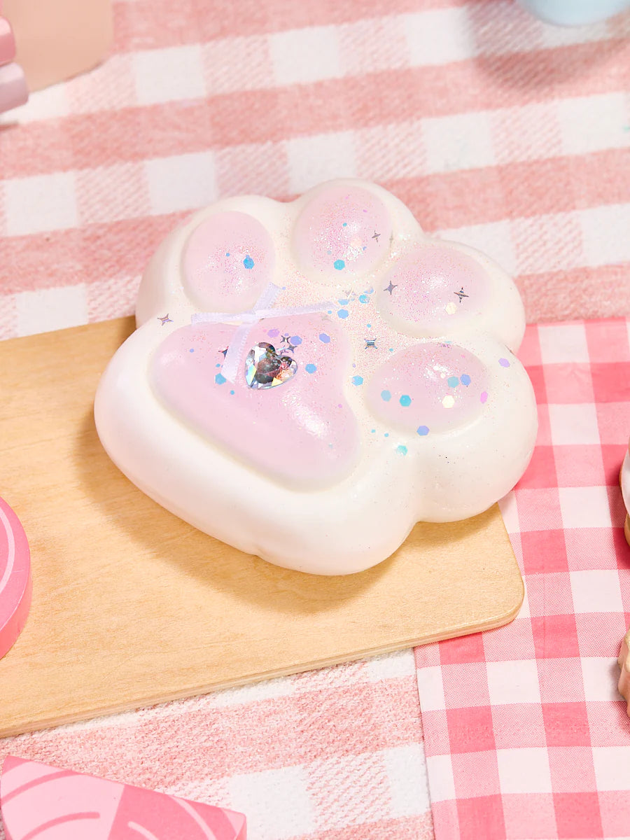 Big Bling White-pink Paw Taba Squishy