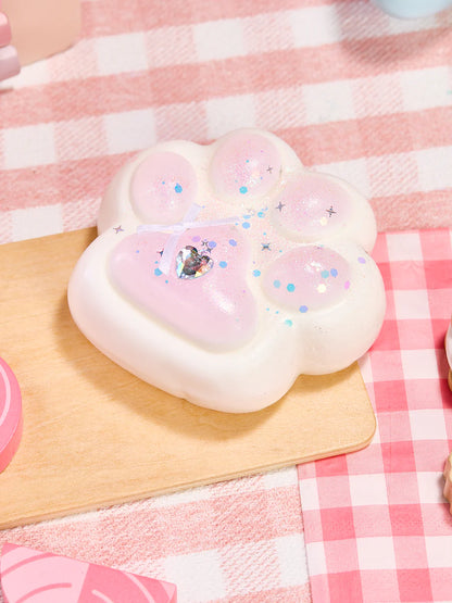 Big Bling White-pink Paw Taba Squishy