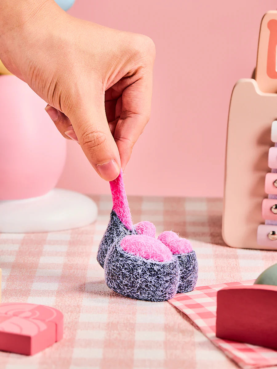 Flocked Black-Fuchsia Paw Taba Squishy