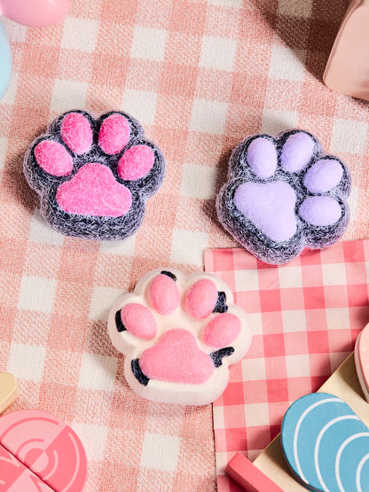 Flocked Black-Fuchsia Paw Taba Squishy