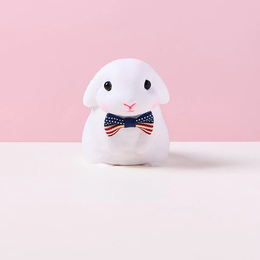 Flocked Cute Bunny with Bow Taba Squishy